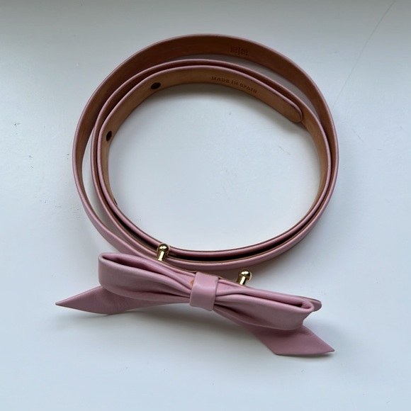 LOUIS VUITTON BLUSH PINK NAPPA SLIM BOW BELT MADE IN SPAIN - Picture 4 of 7